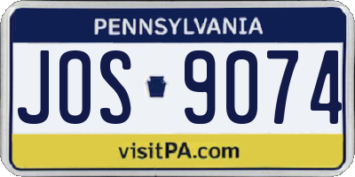 PA license plate JOS9074