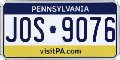 PA license plate JOS9076