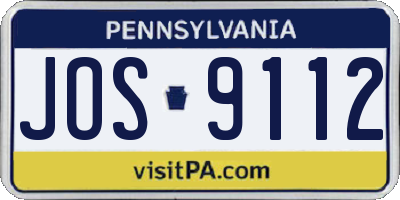 PA license plate JOS9112