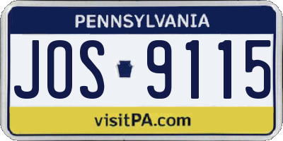 PA license plate JOS9115