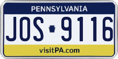 PA license plate JOS9116