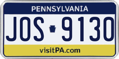 PA license plate JOS9130