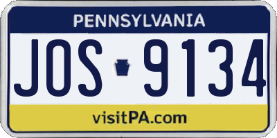 PA license plate JOS9134