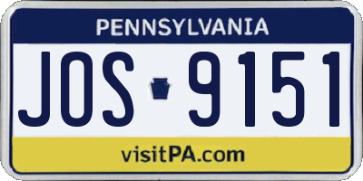 PA license plate JOS9151