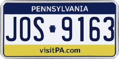 PA license plate JOS9163