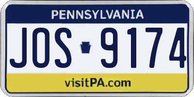 PA license plate JOS9174