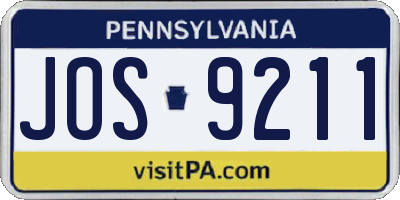 PA license plate JOS9211