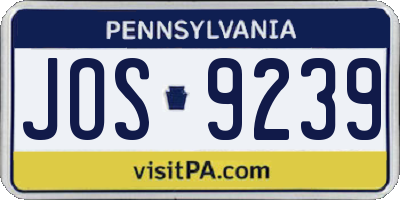 PA license plate JOS9239