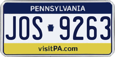 PA license plate JOS9263