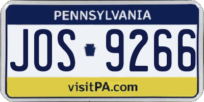 PA license plate JOS9266