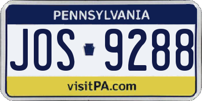 PA license plate JOS9288