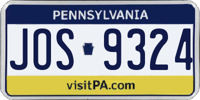 PA license plate JOS9324