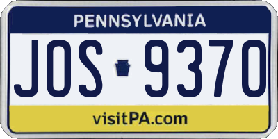 PA license plate JOS9370