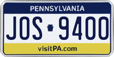 PA license plate JOS9400