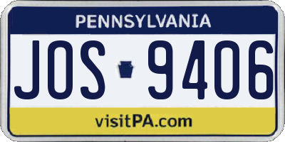 PA license plate JOS9406