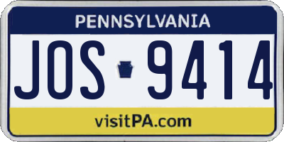 PA license plate JOS9414