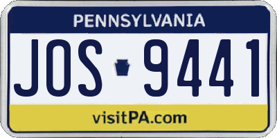 PA license plate JOS9441