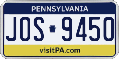 PA license plate JOS9450