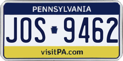 PA license plate JOS9462
