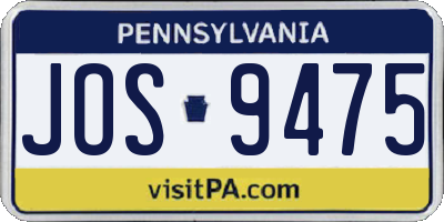 PA license plate JOS9475