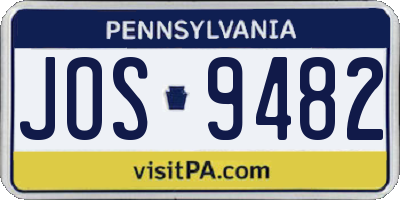 PA license plate JOS9482