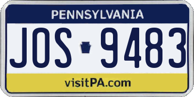 PA license plate JOS9483