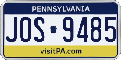 PA license plate JOS9485
