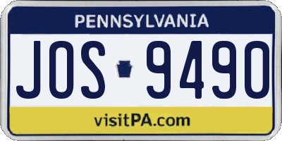PA license plate JOS9490