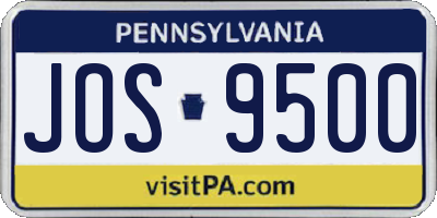 PA license plate JOS9500
