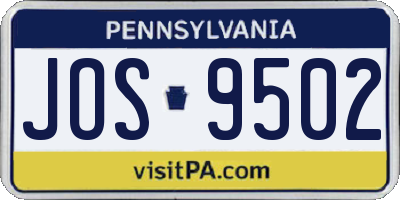 PA license plate JOS9502