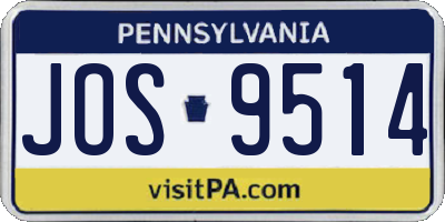 PA license plate JOS9514