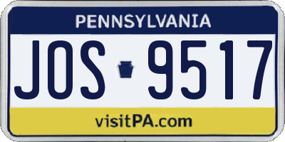 PA license plate JOS9517