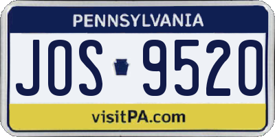 PA license plate JOS9520