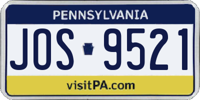 PA license plate JOS9521