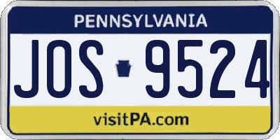 PA license plate JOS9524