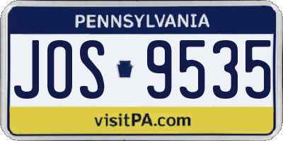 PA license plate JOS9535