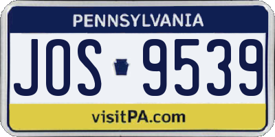 PA license plate JOS9539