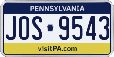PA license plate JOS9543
