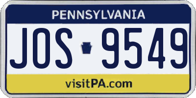 PA license plate JOS9549