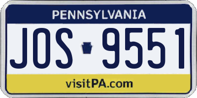 PA license plate JOS9551