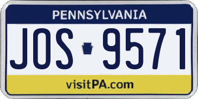 PA license plate JOS9571