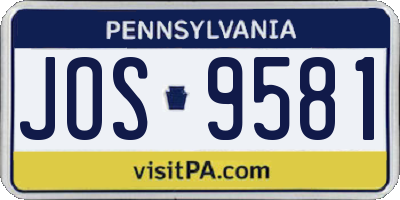 PA license plate JOS9581