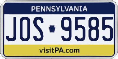 PA license plate JOS9585