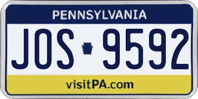 PA license plate JOS9592
