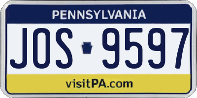 PA license plate JOS9597