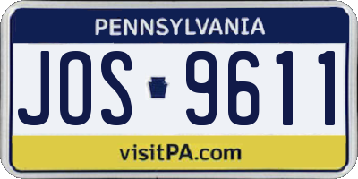 PA license plate JOS9611