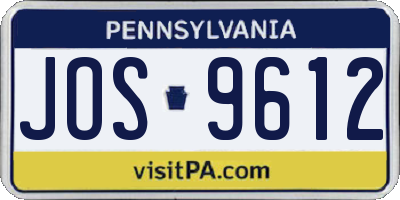 PA license plate JOS9612