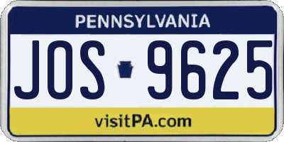 PA license plate JOS9625