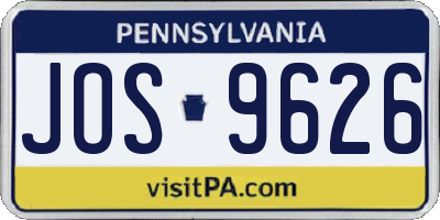 PA license plate JOS9626