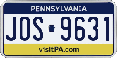 PA license plate JOS9631